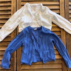 GAP Kids Blue & Bonnie Jean White Cardigan Sweaters Size 4/5 4T 5T